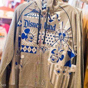 Disneyland Resort Diamond Celebration Gray Hoodie Mickey Minnie Vintage - XS